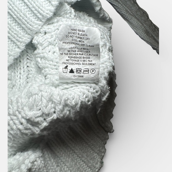 Ellie Mae Ombré Cable Knit Cardigan XS Blue Ivory Button Front Oversized - Picture 10 of 10